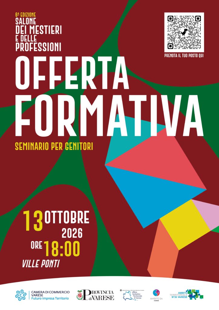 Locandina evento del 13 ottobre 2026 del Salone dei mestieri e delle professioni "Presentazione dell'offerta formativa statale e regionale"