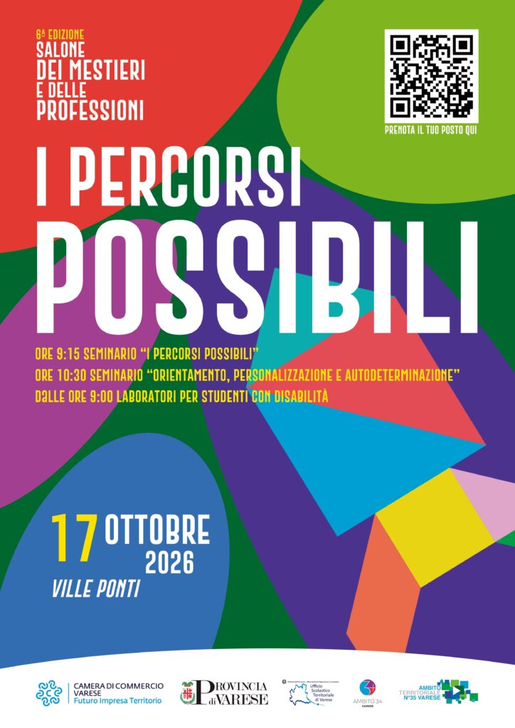 Locandina evento del 17 ottobre 2026 del Salone dei mestieri e delle professioni "I percorsi possibili"